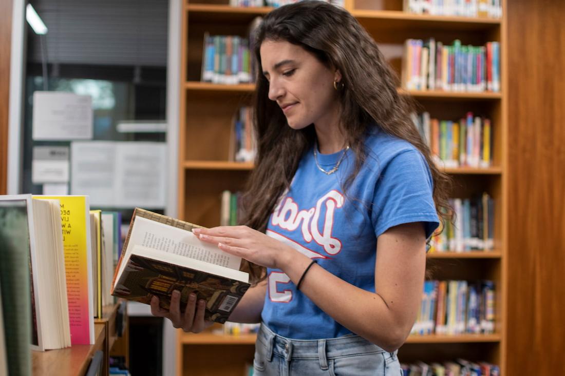 Woman in library